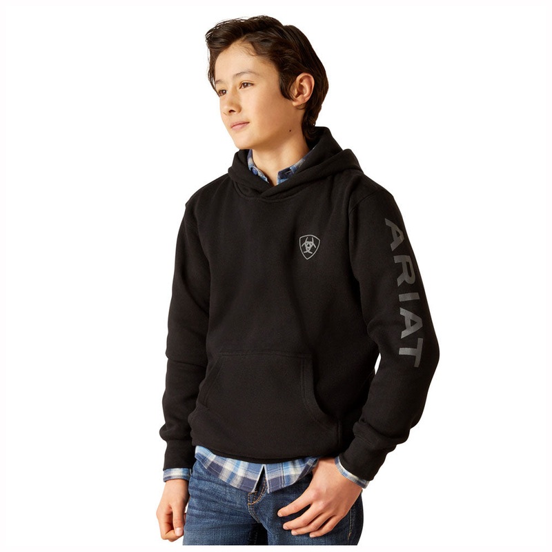 10046473 Ariat Boys Ariat Logo Hoodie – Black