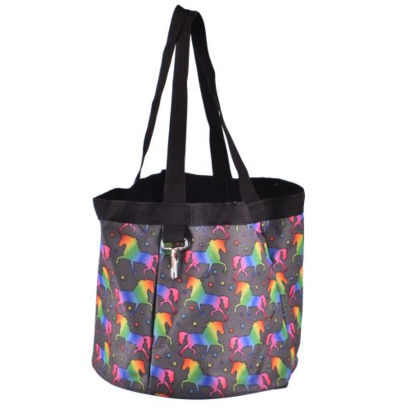 #66-1828-U: Showman Unicorn printed durable nylon grooming tote with 4 large pockets that fit most