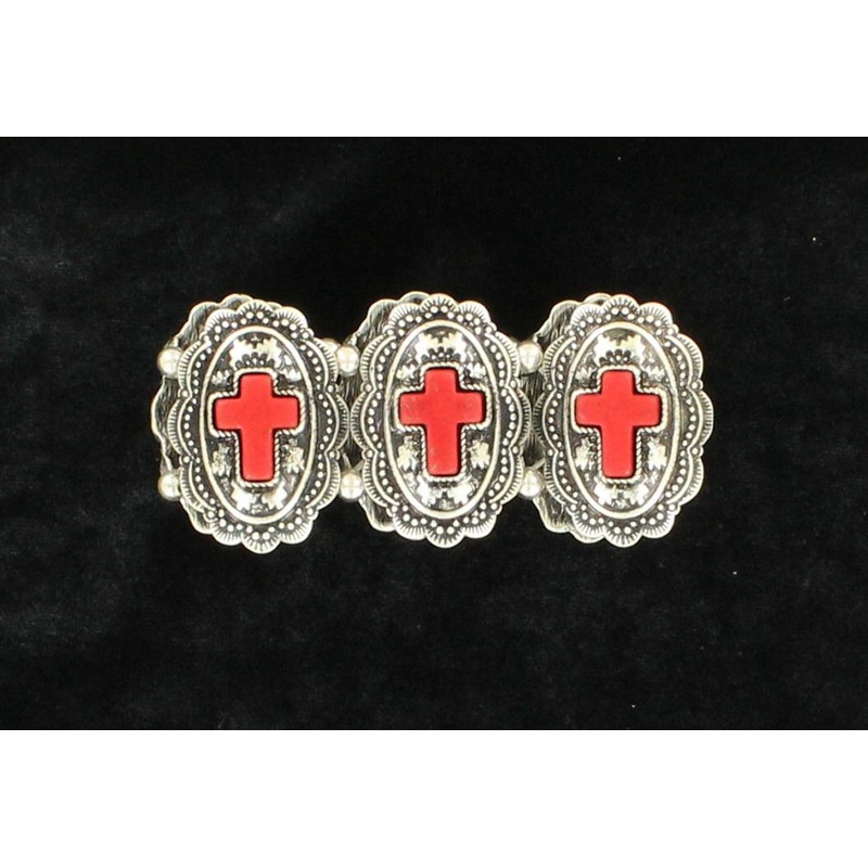 Blazin Roxx Oval Cross Concho Stretch Bracelet