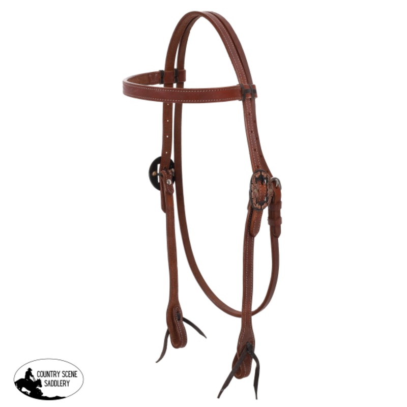 New! Showman Harness Leather Browband Headstall with Floral Buckles