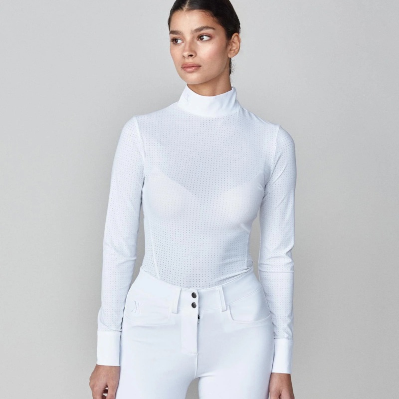 Yagya Ladies Timeless Mesh Show Shirt, White