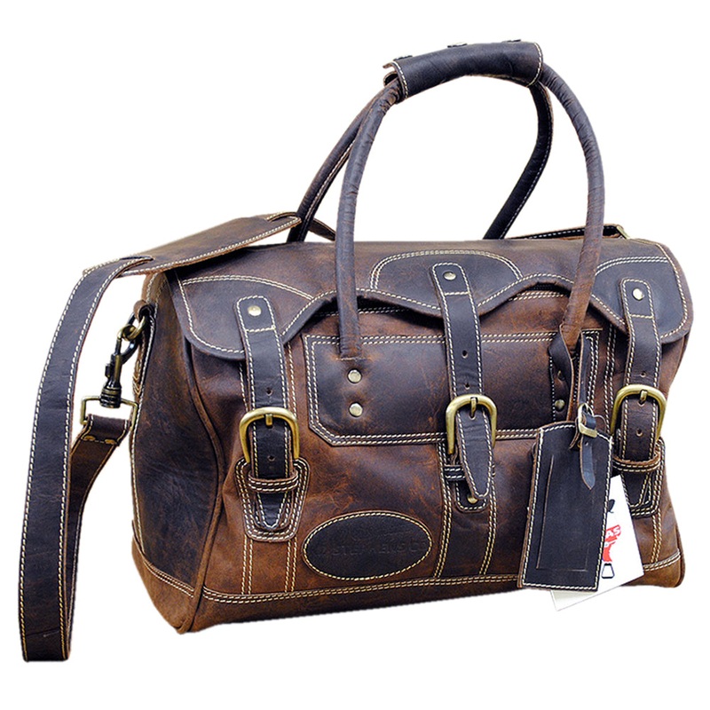 15W x 10H x 8D Leather Duffle Bag 15 Inches