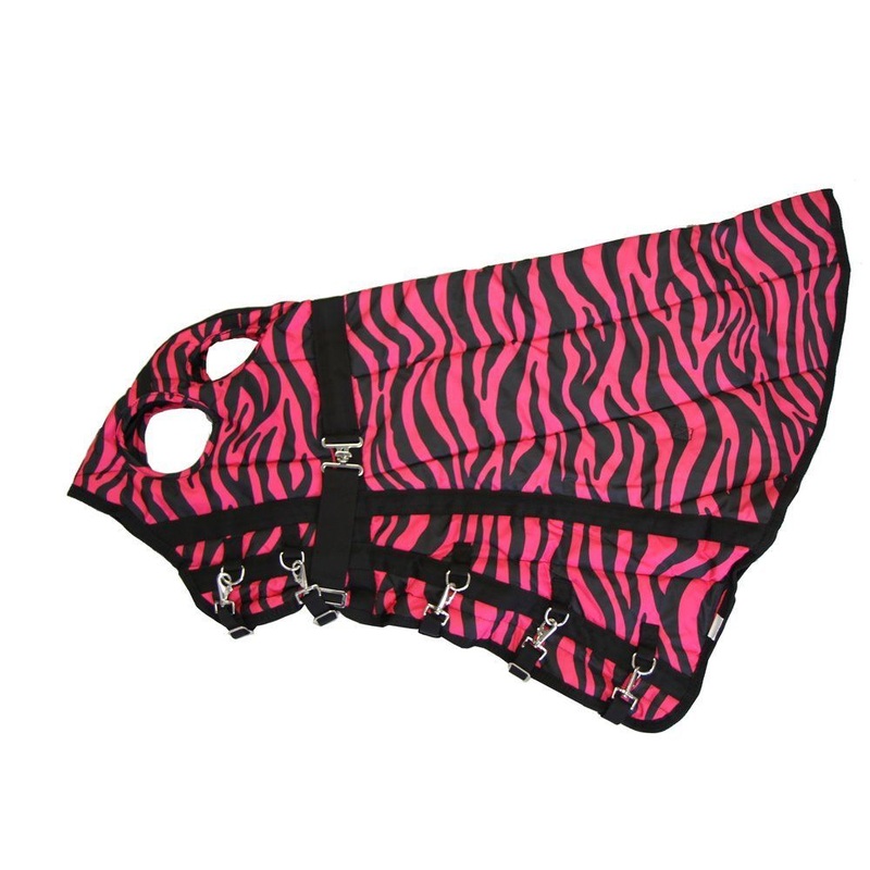 AJ Tack 600D Waterproof Hood – Pink Zebra – Small