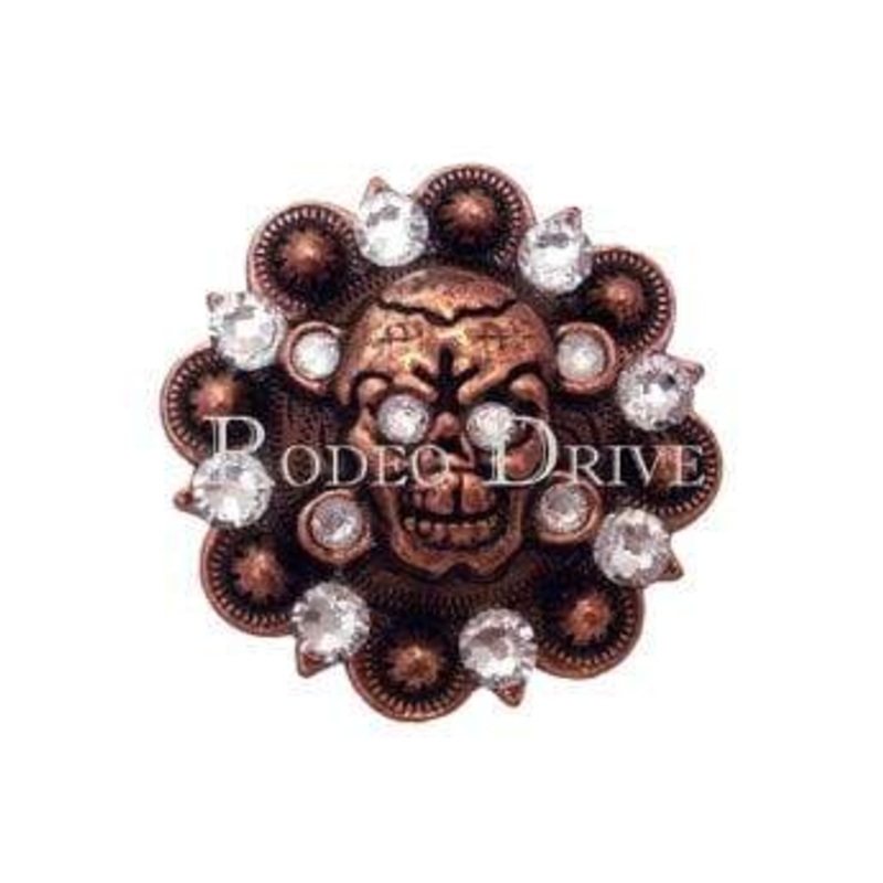 Clear Copper 1.75″ Skull European Crystal Concho