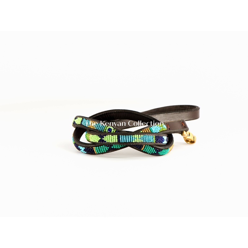 “Peacock” Beaded Dog Lead