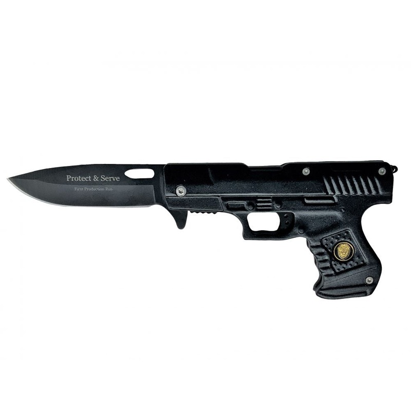 8 Pistol Design Knife, with Black Blade