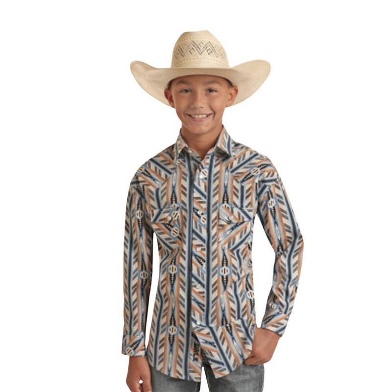 Boy’s Dale Brisby Aztec Print by Rock & Roll ~ Blue