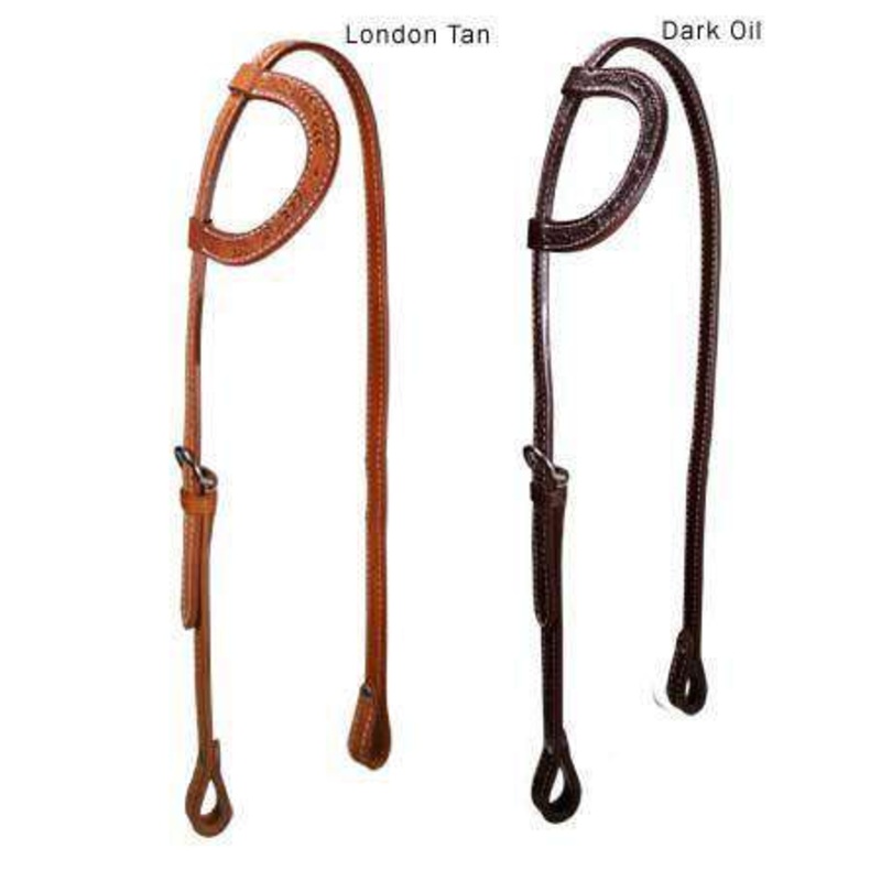 Tahoe Tack 5/8″ Wide USA Leather Leaf Tooled Slip Ear Headstall
