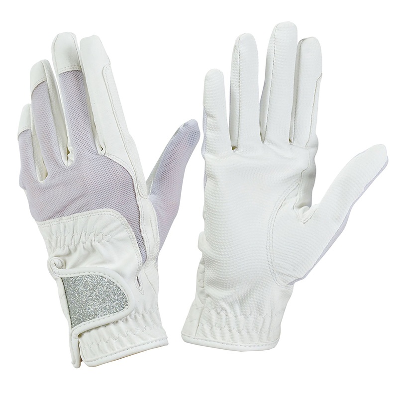 Women’s Pro-Grip Glitter Riding Show Gloves – White