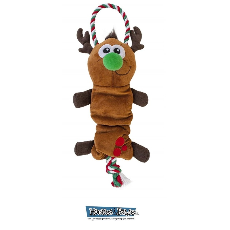 Dog Toy Outward Hound Pet Holiday Christmas Squeaker Yankiez Rope Tug Reindeer