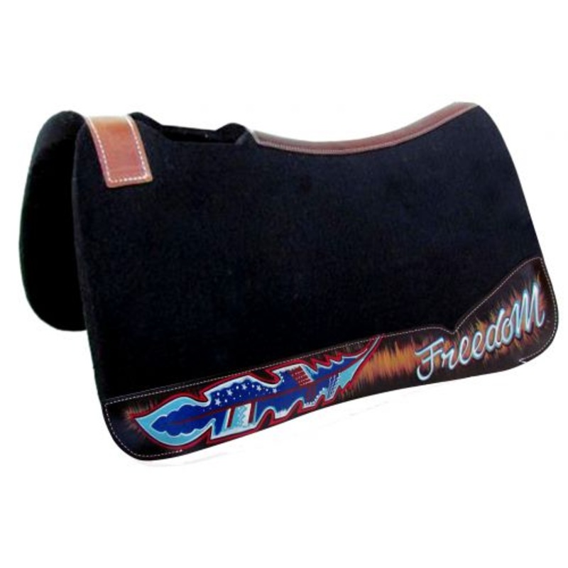 Showman 31″ Wide x 32″ Black Felt Saddle Pad With “Freedom” Design-FREE SHIPPING