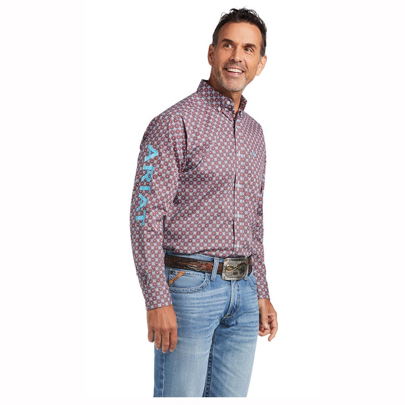 10039729 Ariat Men’s Paxton Team Logo Classic Long Sleeve Shirt – White