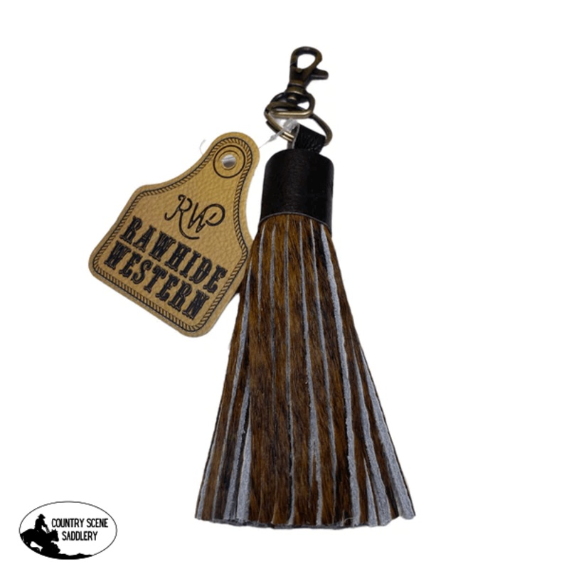 A8338 – Tan Hair on Hide Leather Tassel Clips