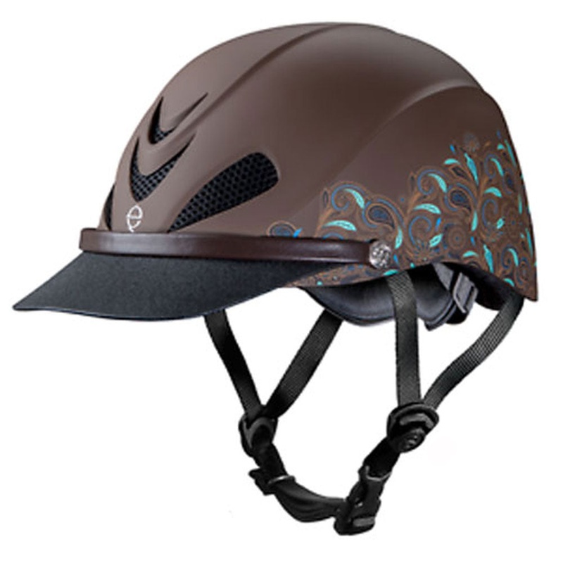 04-318 Troxel Dakota Lightweight Riding Helmet – Brown with Turquoise Paisley