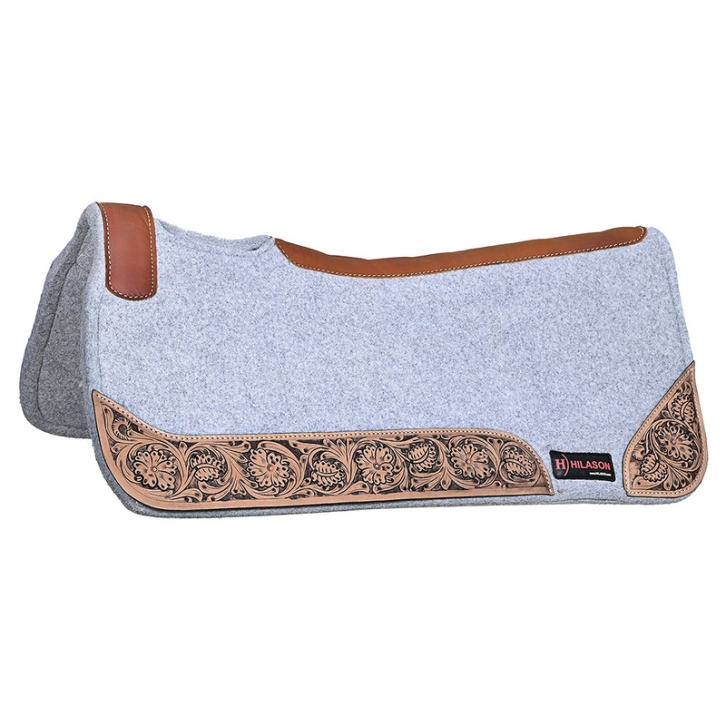 32″ X 30″ Hilason Horse Western Contoured Wool Felt Therapeutic Saddle Pad Grey