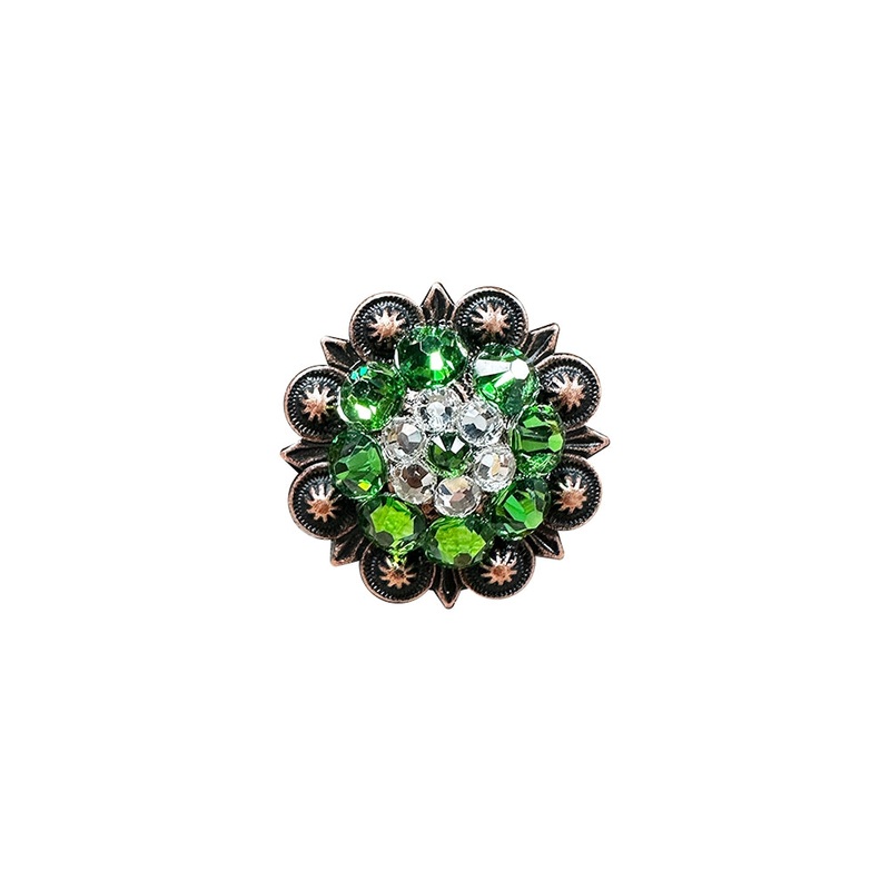 Fern & Clear Copper 1.25″ European Crystal Concho