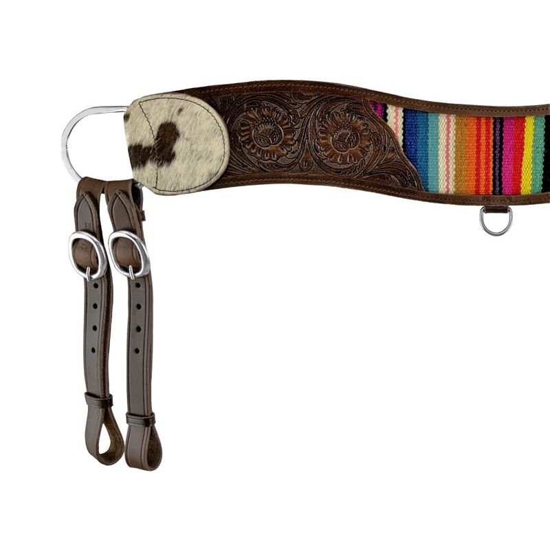 Showman Tooled Dark Leather Tripping Collar with Wool Serape Saddle Blanket Inlay