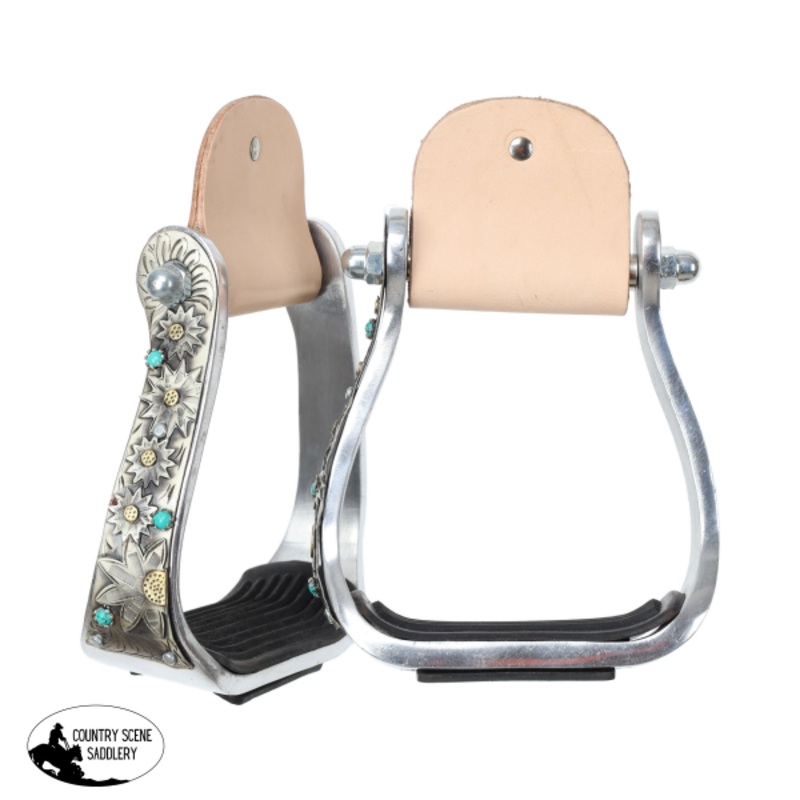 New! Showman Ironflower Aluminum Stirrups