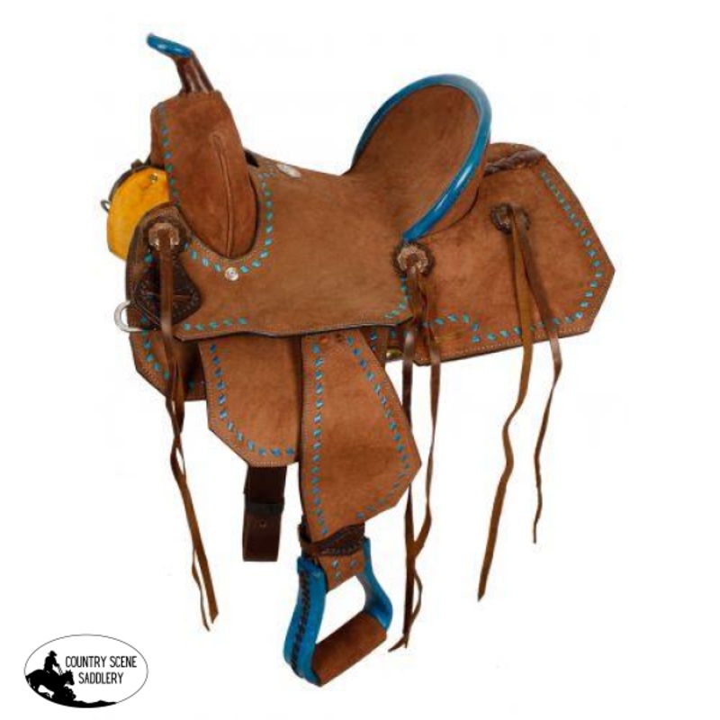 10″ Double T  Youth/Pony Chocolate Roughout Barrel Saddle.