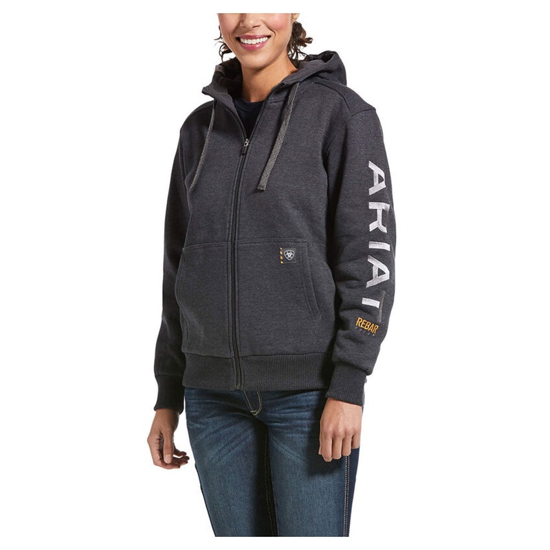 10032910 Ariat Woman’s Rebar All Weather Full Zip Hoodie Sweatshirt- Charcoal Heather