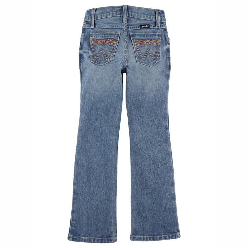 112328297 Wrangler Girls Bootcut Jeans – Light wash with Embroidered pocket