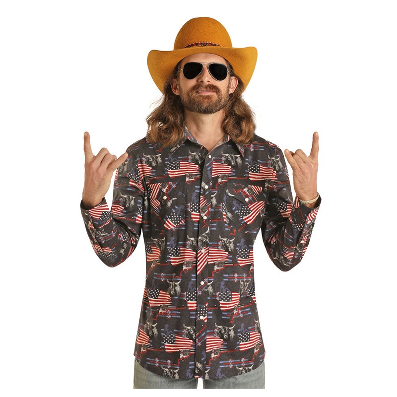 BMN2S03929 Dale Brisby Men’s Long Sleeve America Snap Shirt