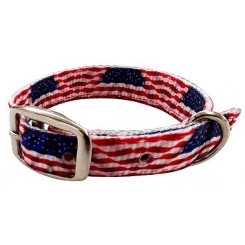 #27515: Showman Couture American Flag designed nylon dog collar