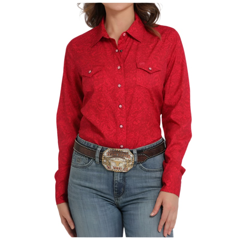 MSW9206003 Cinch Women’s Floral Print Snap Front Long Sleeve Western Shirt – Pink