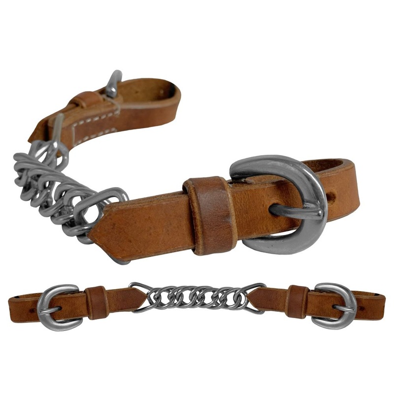 Showman Argentina Cow Leather Flat Link Curb Chain