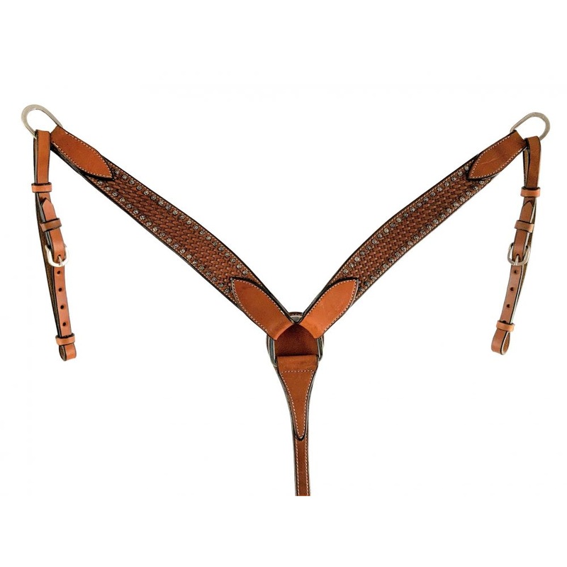 Showman  Medium Oil Argentina cow leather basket tooled breastcollar