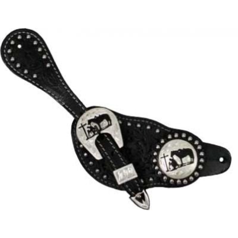 #175284LX: Showman Ladie’s size floral tooled leather spur straps
