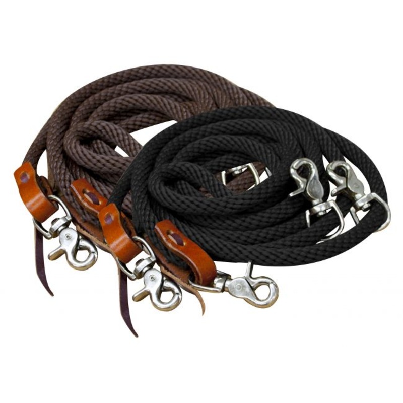 #19086: Showman  11 ft round braided nylon draw reins