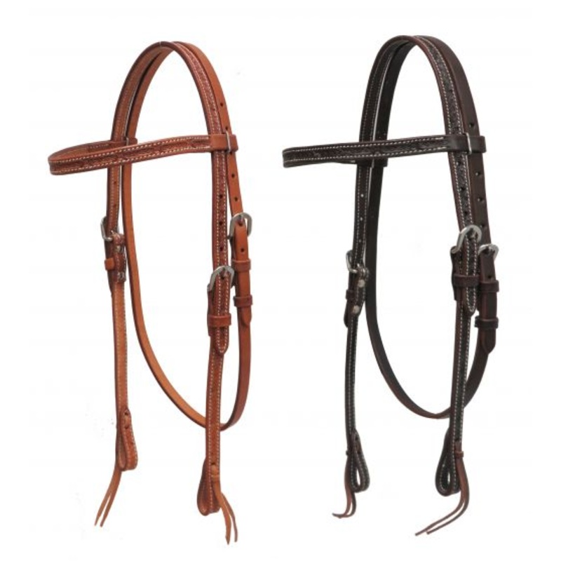 #72012: Showman  Argentina cow leather headstall with barbed wire tooling