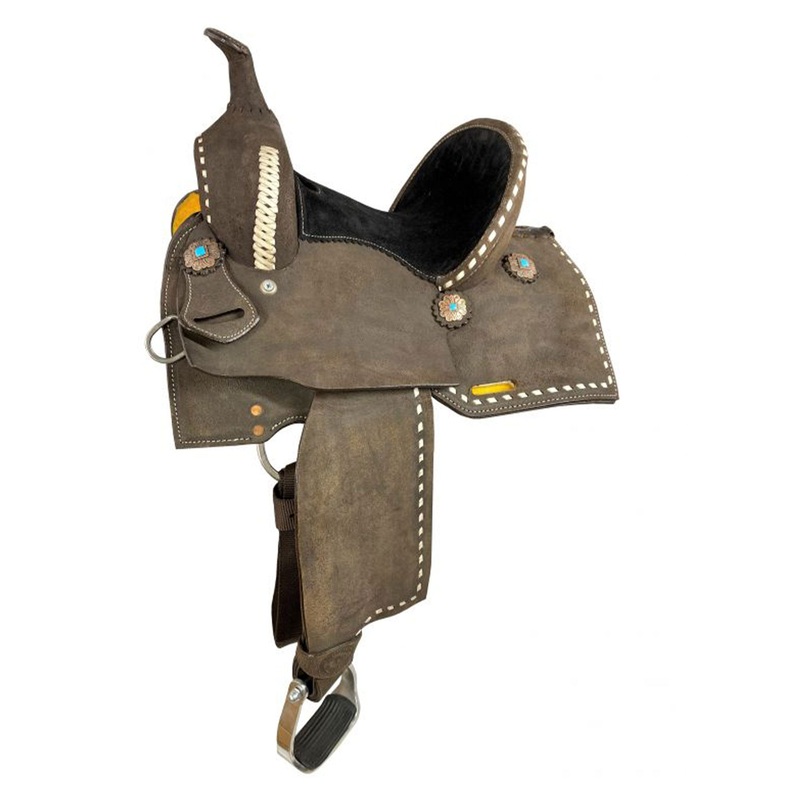 Double T Barrel Style Saddle with White Buckstitch – 10 Inch