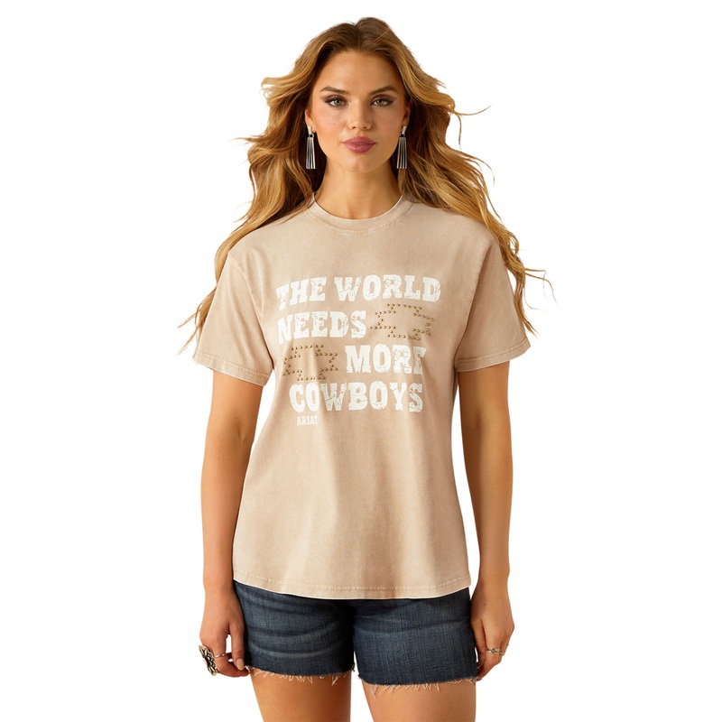 10059023 Ariat Women’s More Cowboys Short Sleeve T-Shirt – White Pepper