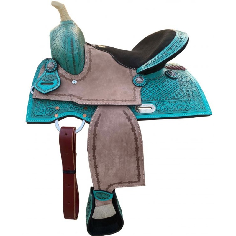 13″ Double T Teal Pony/Youth Saddle – FREE SHIPPING