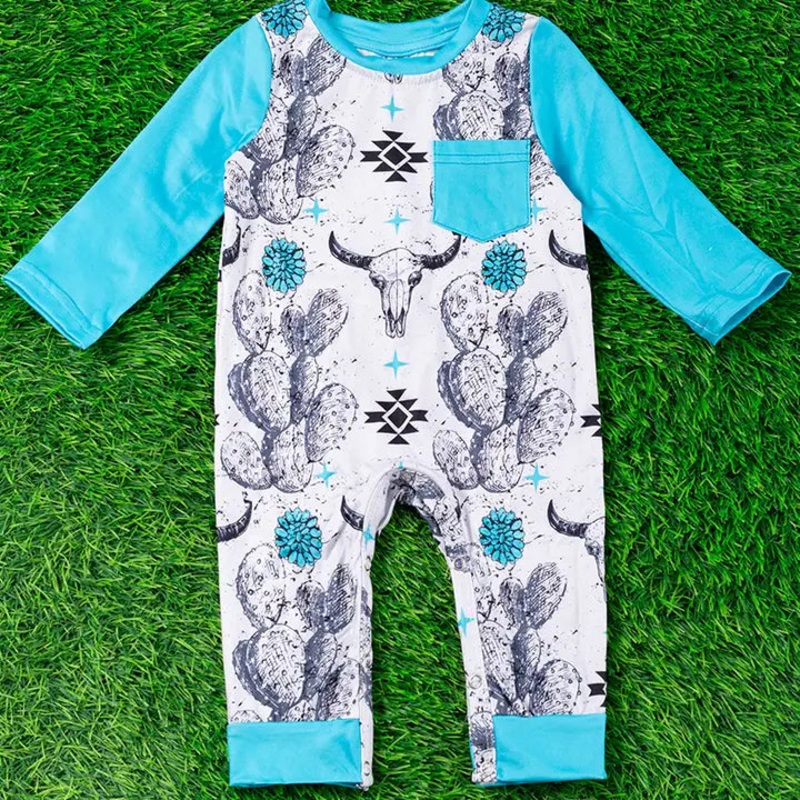 Cactus & Bull Skull Printed Infant Romper