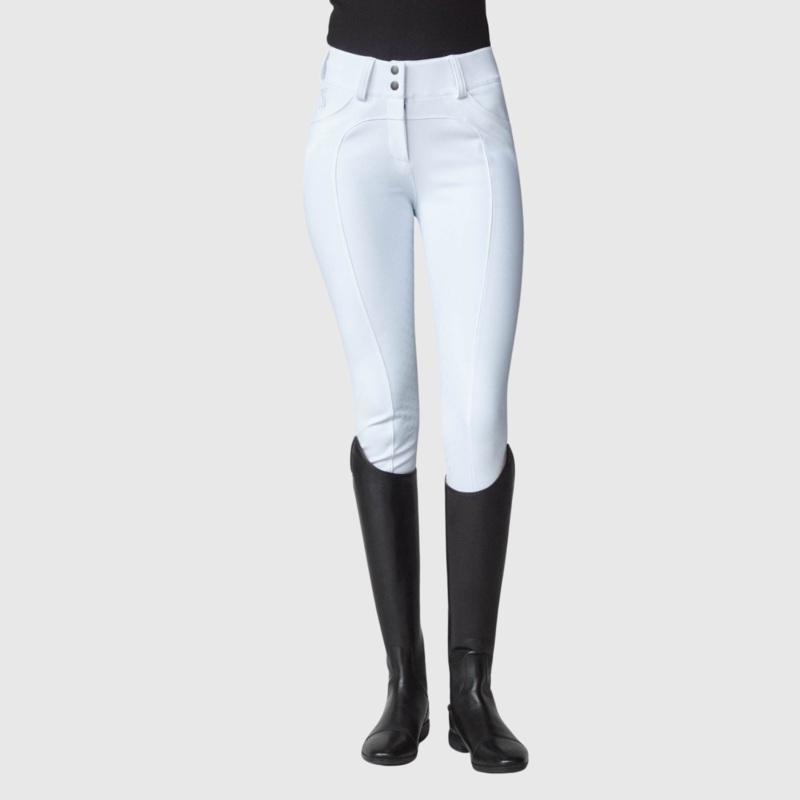 Yagya Ladies Compression Performance Knee Grip Breeches, White