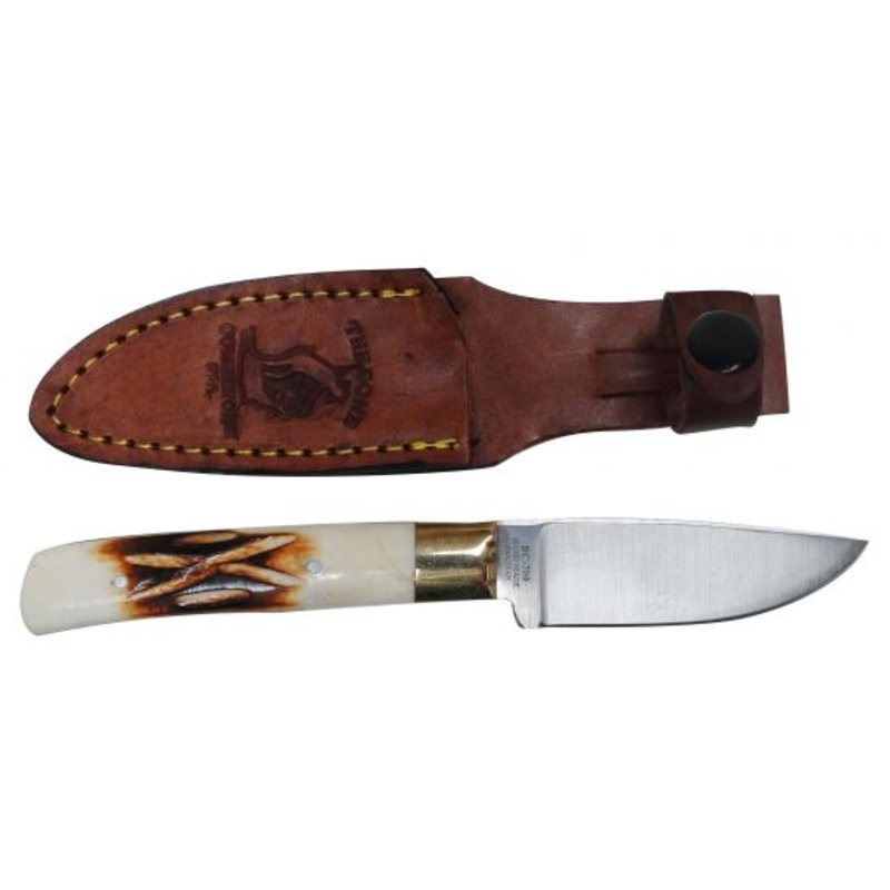#BC-790: The Bone CollectorFixed blade knife with bone handle and leather holster