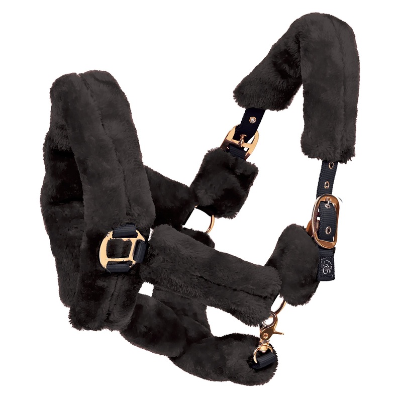Rose Gold Fleece Shipping Halter – Black