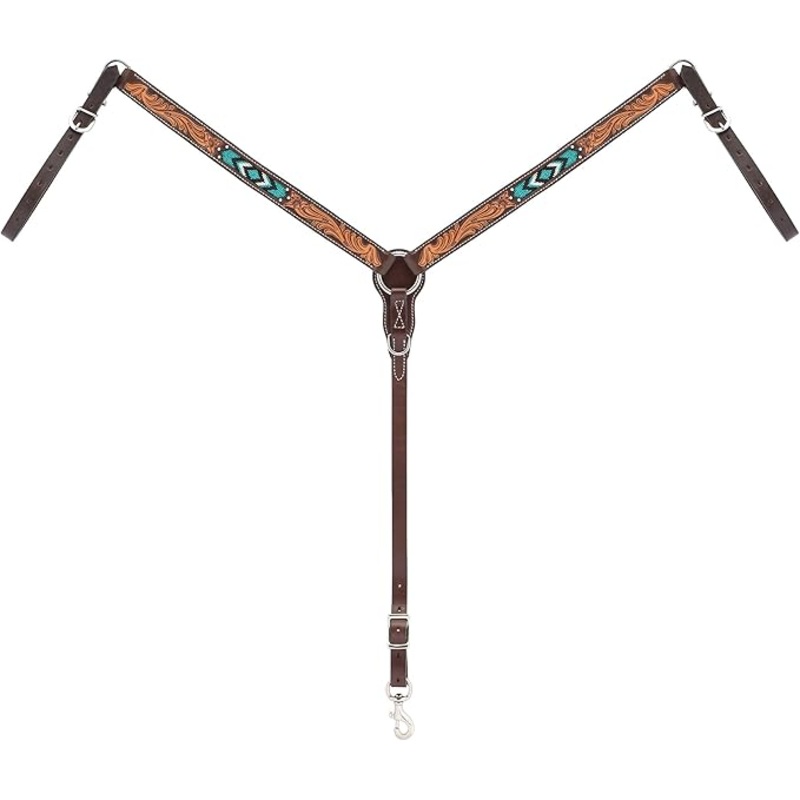 Weaver Leather Turquoise Diamond Beaded Breast Collar 45-0327