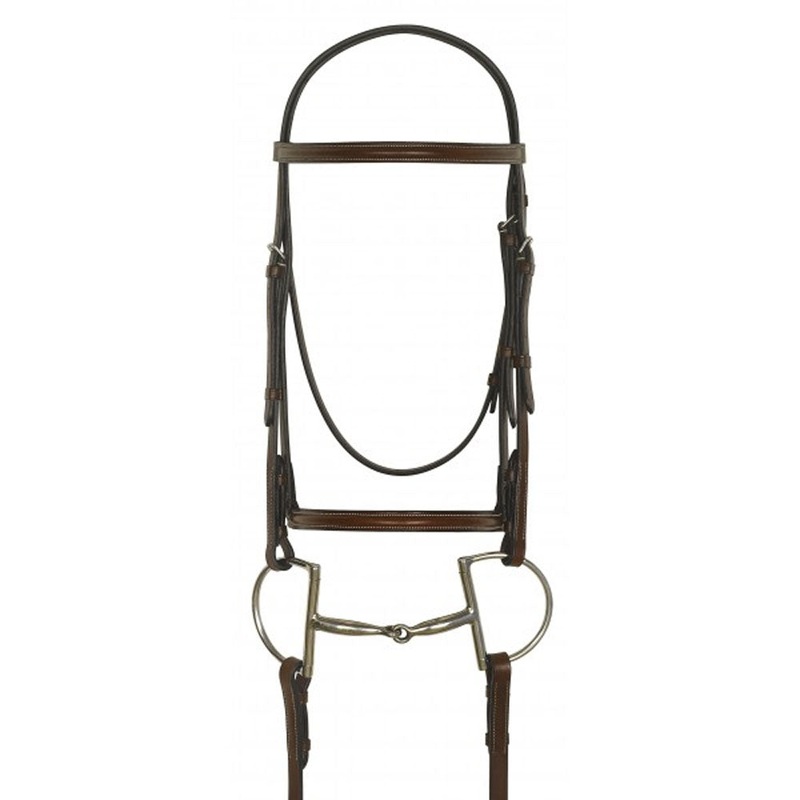 467263 Camelot Gold Plain Raised Bridle with Laced Reins