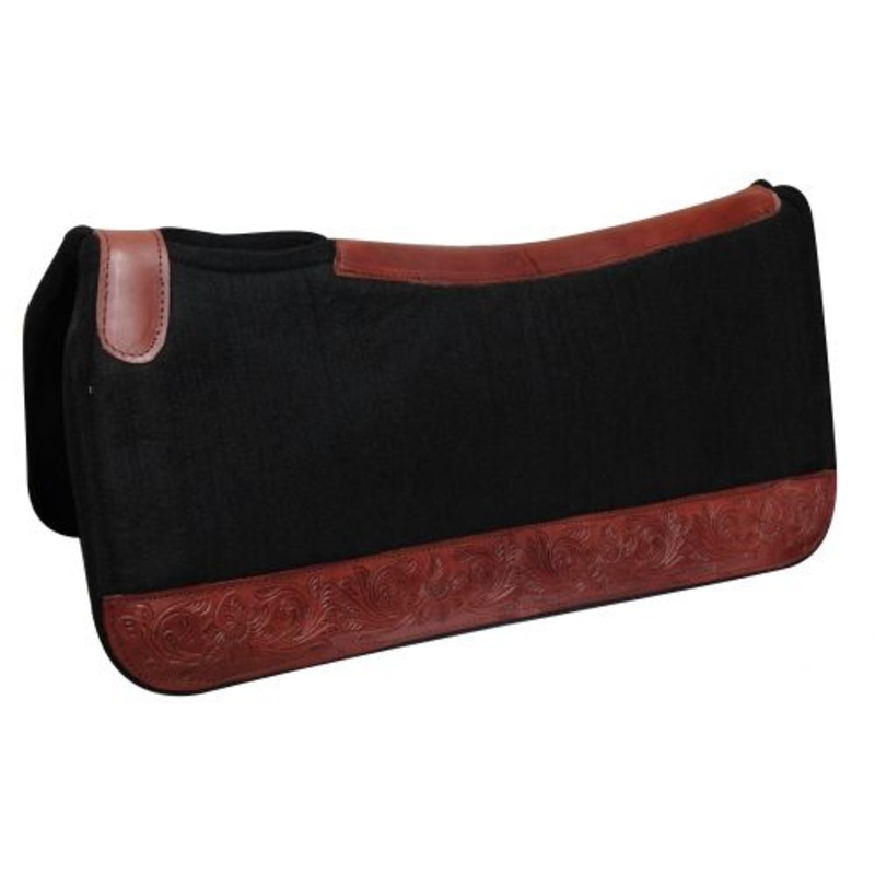 #6285: Showman  32″ X 31″ Contoured felt pad with floral tooled wear leathers
