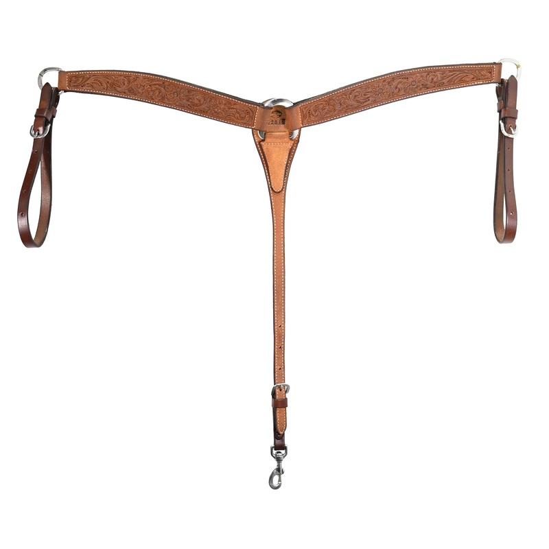Billy Cook Saddlery 2″ Hot Oiled Roughout Floral Tooled Breast Collar