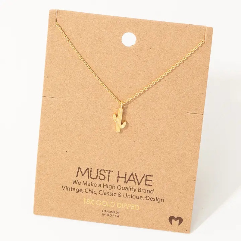 Dainty Cactus Pendant Necklace