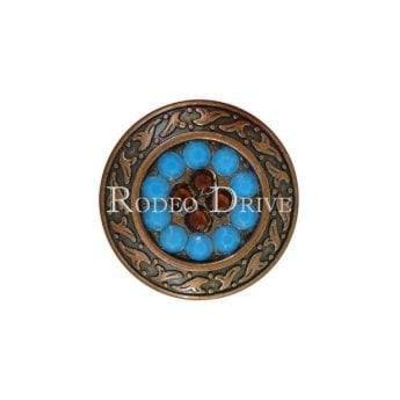 Topaz Turquoise & AB Copper 1.25″ Disc European Crystal Concho