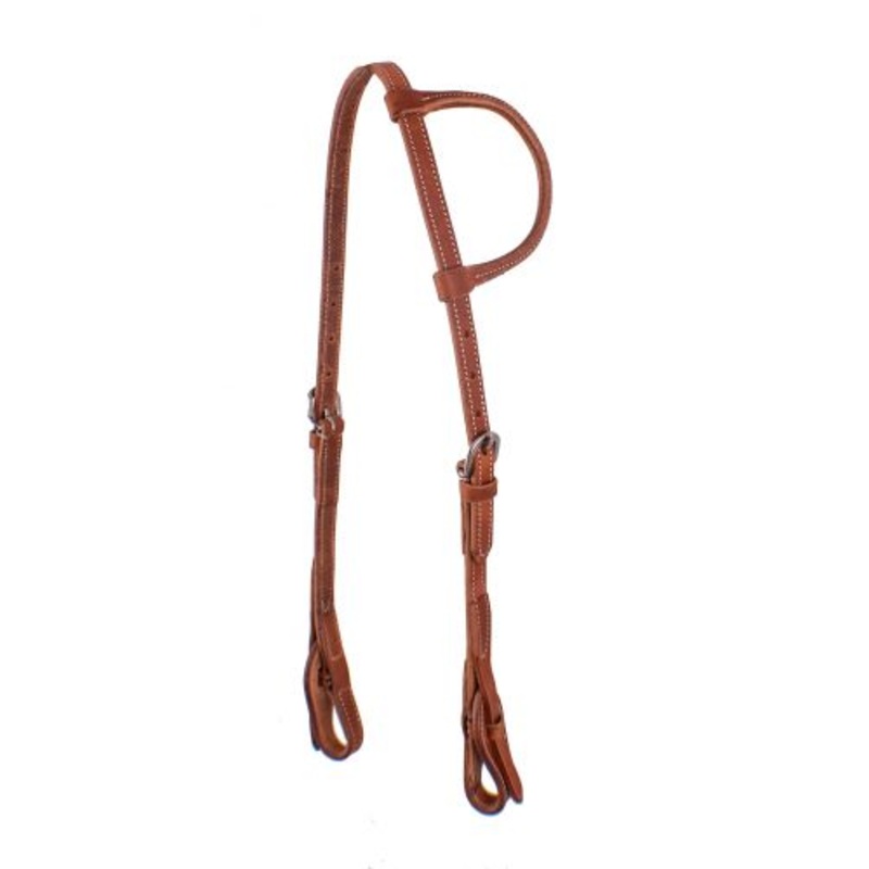 #EE-5090: Showman  Harness Leather one ear headstall with quick change bit loops