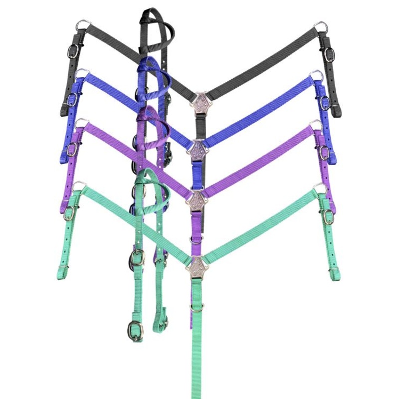 Showman Nylon One ear Headstall and Breast collar set