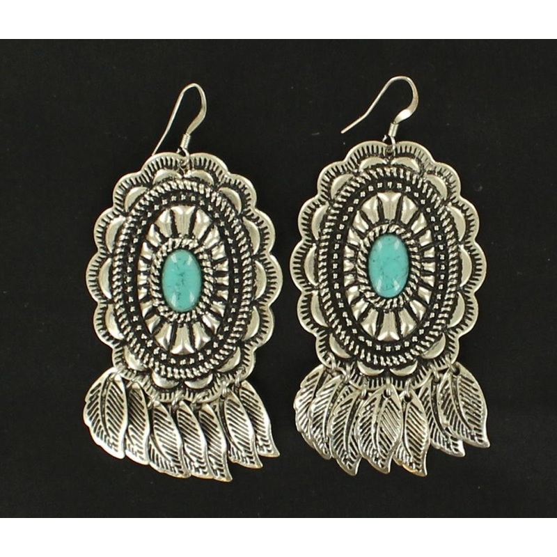 Blazin Roxx Fishhook Engraved Drop Feather Earrings