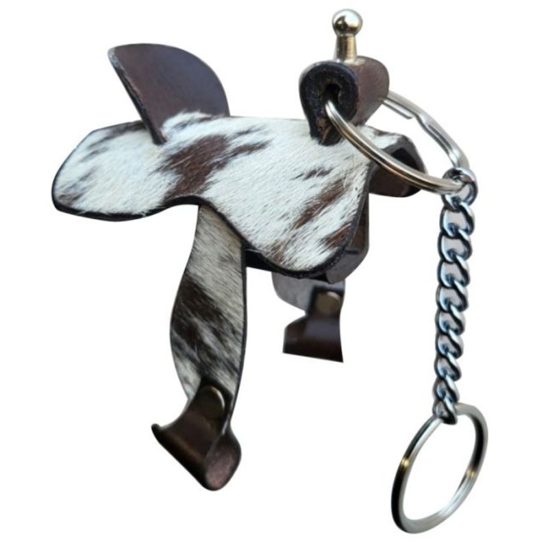 Hair on Cowhide Saddle Keychain